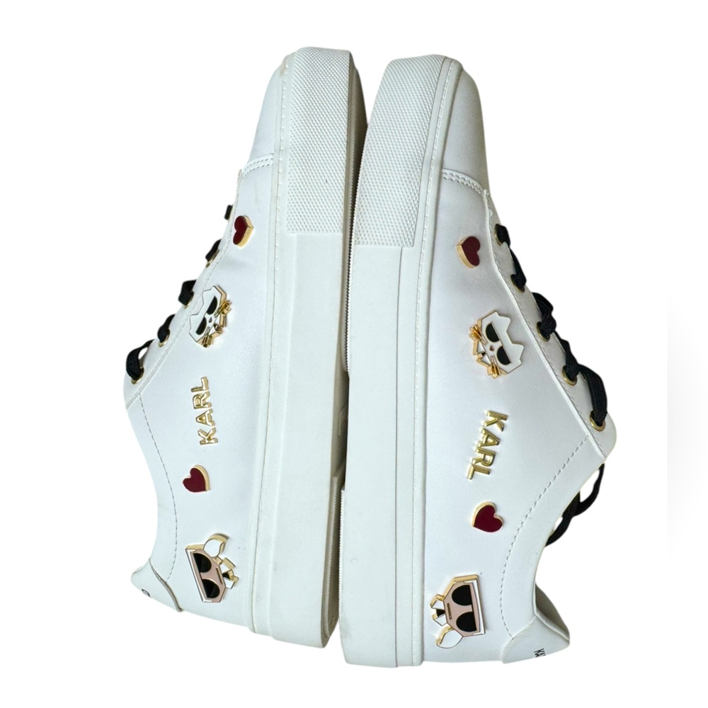 Karl White Sneakers with Heart and Sunglasses Accents